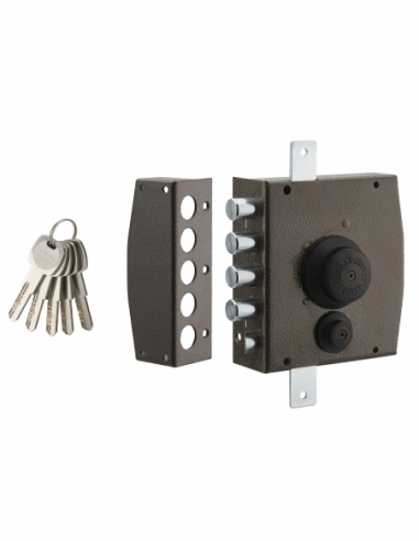 Serratura triplice 3 punti con pomolo 154 x 140 mm, sinistra, 5 chiavi – THIRARD