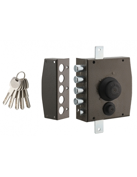 Serratura triplice 3 punti con pomolo 154 x 140 mm, sinistra, 5 chiavi – THIRARD