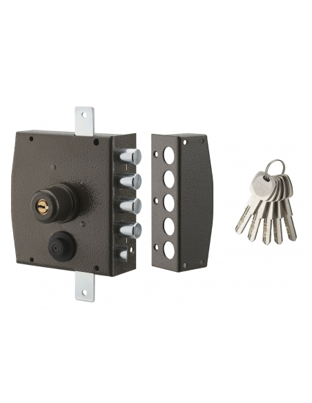 Serratura triplice 3 punti a chiave punzonata 154 x 140 mm, destra, 5 chiavi – THIRARD