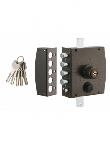 Serratura triplice 3 punti a chiave punzonata 154 x 140 mm, sinistra, 5 chiavi – THIRARD
