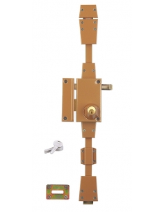 Serratura applicata con cilindro e tiraggio, triplice 3 punti, sinistra, bronzo, 4 chiavi - serrurerie de picardie - THIRARD