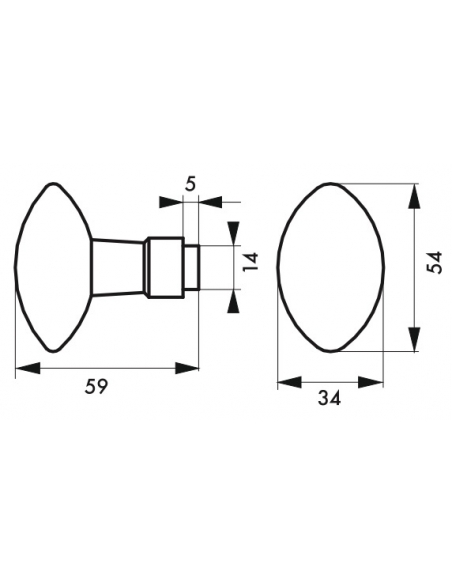 Doppio pomolo quadrato 6 mm 1 battuta ovale - THIRARD