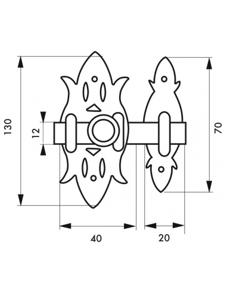 Chiavistello per mobile rustico in ferro patinato 40 x 130 mm – THIRARD