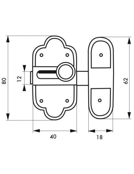 Chiavistello per mobile louis xvi in ottone patinato 40 x 80 mm - THIRARD