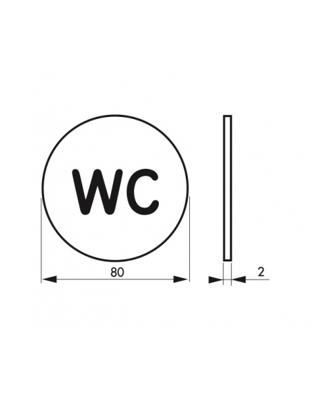 Vista aggiuntiva 2 di Targa segnaletica adesiva Ø 80 mm “WC” – THIRARD