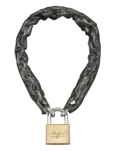 Catena rivestita in PVC Ø 6 mm, lunghezza 0,60 m con lucchetto 45 mm, arco inox, 2 chiavi – THIRARD