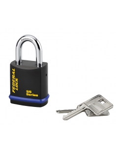 Lucchetto con chiave Federal Lock 710, acciaio, costruzione, arco in molibdeno, 46mm, 2 chiavi, nero - THIRARD