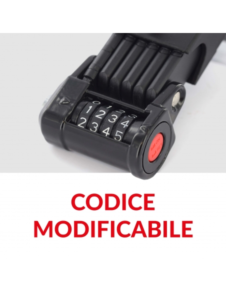 Antifurto snodato a combinazione Zebra, per biciclette, 4 cifre, nero - THIRARD