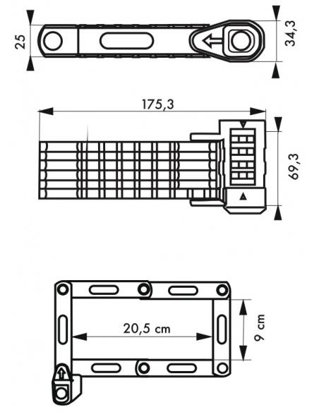 Antifurto snodato a combinazione Zebra, per biciclette, 4 cifre, nero - THIRARD