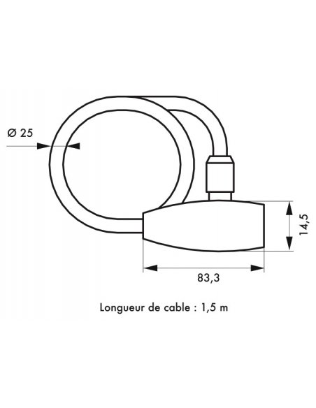 Vista aggiuntiva 1 di Antifurto Stunt a cavo Ø 25 mm, lunghezza 1,50 m – THIRARD