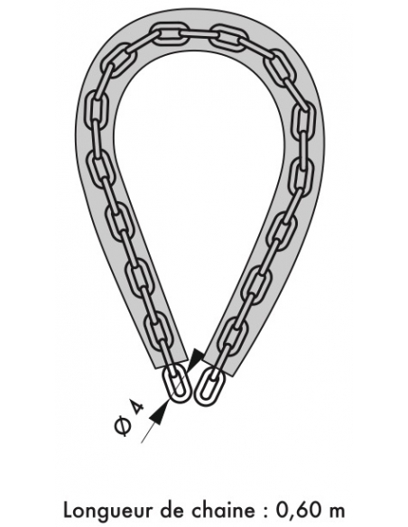 Antifurto lucchetto e catena acciaio rivestita in PVC Loops, bici, grate, cancelli, 6mm, 0.9m, arco 40mm, 2 chiavi - THIRARD