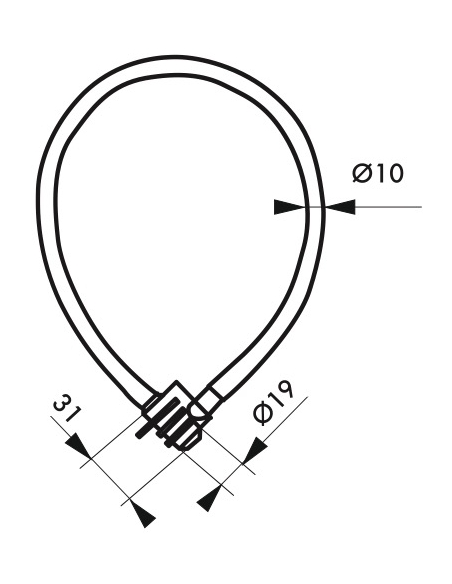 Vista aggiuntiva 3 di Antifurto a cavo Ø 5 mm, lunghezza 0,50 m, combinazione fissa – THIRARD