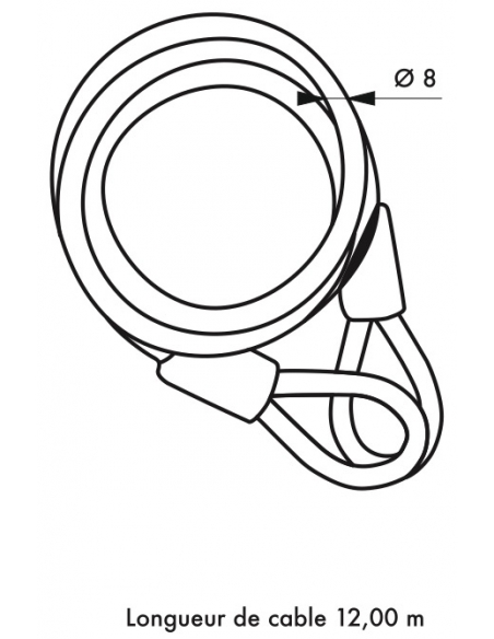 Cavo antifurto Twisty, bicicletta, casette da giardino, Ø 8, 12,00m, guaina in PVC acciaio - THIRARD