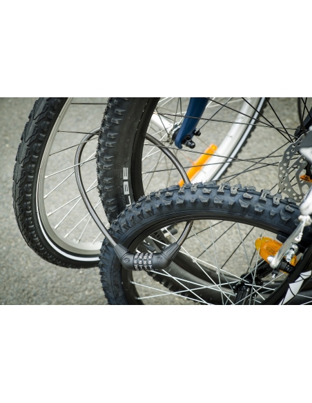 Antifurto a combinazione Twisty, 4 cifre, cavo d'acciaio, bicicletta, 10mmx0.65m, nero - THIRARD