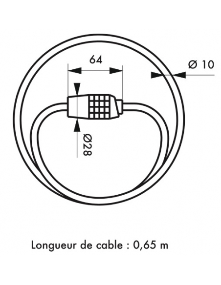 Antifurto a combinazione Twisty, 4 cifre, cavo d'acciaio, bicicletta, 10mmx0.65m, nero - THIRARD