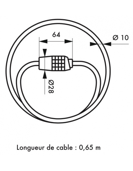 Antifurto a combinazione Twisty, 4 cifre, cavo d'acciaio, bicicletta, 10mmx1,8m, nero - THIRARD