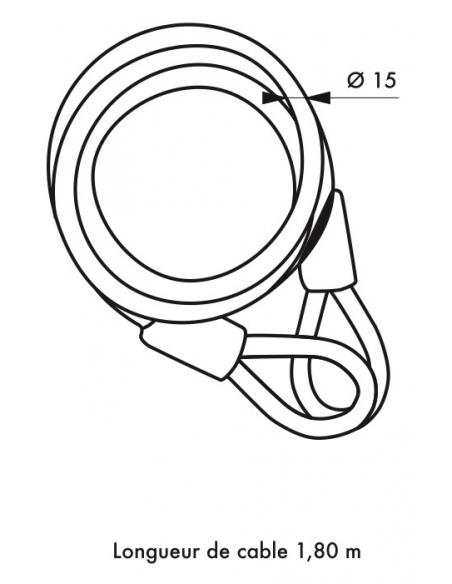 Cavo antifurto Twisty, bicicletta, casette da giardino, Ø 15, 1,80m, guaina in acciaio PVC - THIRARD