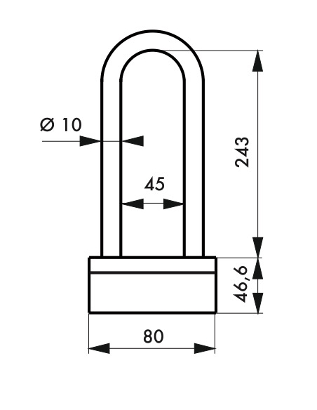 Antifurto a U in acciaio cementato, Ø10mm, larghezza 70mm, altezza 300mm - THIRARD