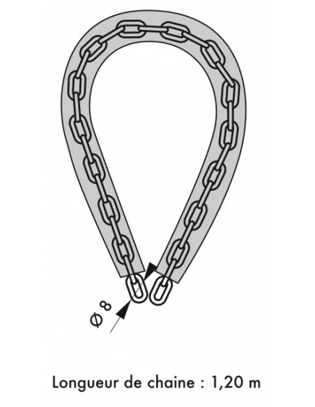 Catena in acciaio zincato Loops, bicicletta, grate, cancelli, Ø 8mm, 1,2m, guaina PVC - THIRARD