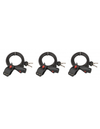Set di 3 antifurti Twisty a chiave, cavo in acciaio Ø 8 mm, lunghezza 1,50 m, 2 chiavi – THIRARD