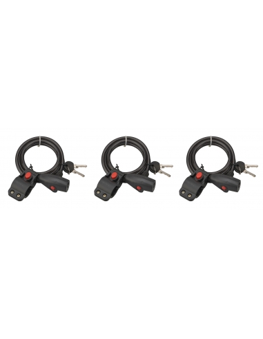 Set di 3 antifurto a chiave Twisty, cavo d'acciaio, bicicletta, 8mmx1,5m, 2 chiavi - THIRARD