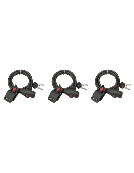 Set di 3 antifurti Twisty a chiave, cavo in acciaio Ø 8 mm, lunghezza 1,50 m, 2 chiavi – THIRARD