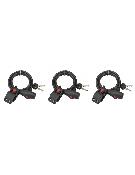 Set di 3 antifurto a chiave Twisty, cavo d'acciaio, bicicletta, 8mmx1,5m, 2 chiavi - THIRARD