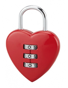 Lucchetto a combinazione Fantasy Heart con decorazione a cuore, 3 cifre, interno, arco in acciaio – THIRARD