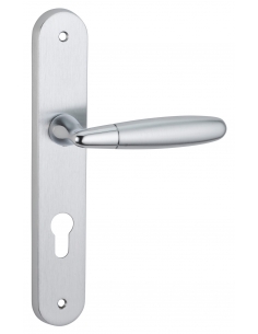 Maniglia di design Mirella 2, per porta, piastra e foro per cilindro, cromo lucido e satinato - FROSIO BORTOLO