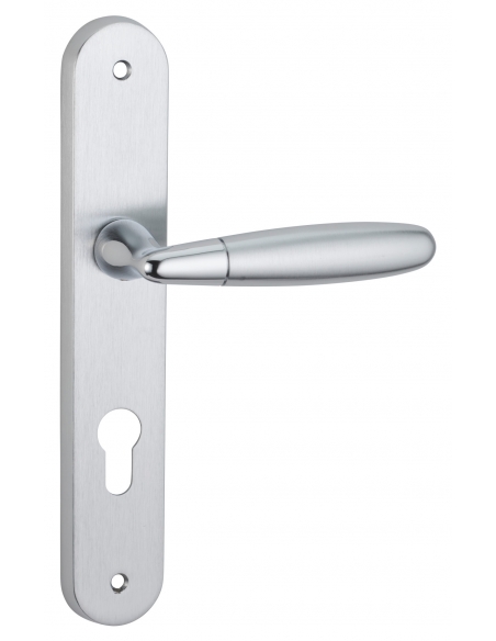 Maniglia di design Mirella 2, per porta, piastra e foro per cilindro, cromo lucido e satinato - FROSIO BORTOLO