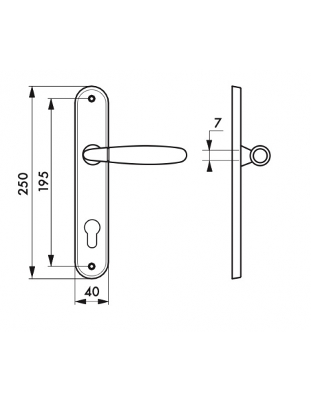 Maniglia di design Mirella 2, per porta, piastra e foro per cilindro, cromo lucido e satinato - FROSIO BORTOLO