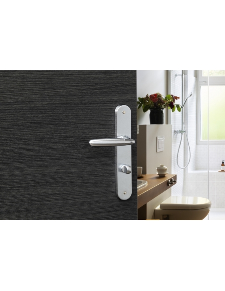 Maniglia di design Mirella 2, per porta WC, piastra e pomello, cromo lucido e satinato - FROSIO BORTOLO