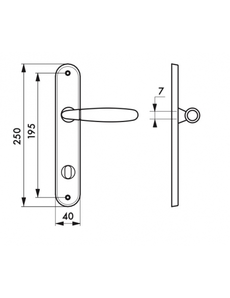 Maniglia di design Mirella 2, per porta WC, piastra e pomello, cromo lucido e satinato - FROSIO BORTOLO