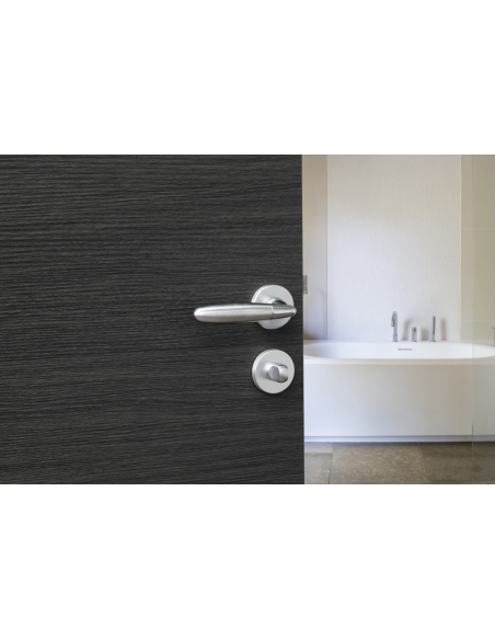 Maniglia di design Mirella, per porta, su rosetta tonda, cromo lucido e satinato - FROSIO BORTOLO