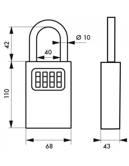 Cassetta portachiavi keybox da esterno con chiusura a lucchetto, per chiavi portone B&B - THIRARD