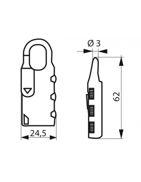 Vista aggiuntiva 1 di Lucchetto a combinazione rettangolare Nomad, 3 cifre, interno, arco in acciaio, 30 mm – THIRARD