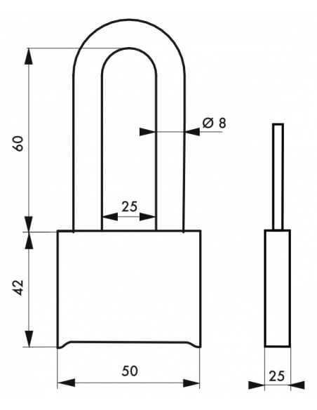 Vista aggiuntiva 2 di Lucchetto Tanker con combinazione arco in acciaio inox 58Mm - THIRARD