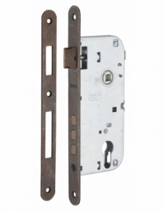 Cassa serratura per cilindro europeo, asse 45 mm, interasse 85 mm, 3 catenacci, frontale bronzo – THIRARD