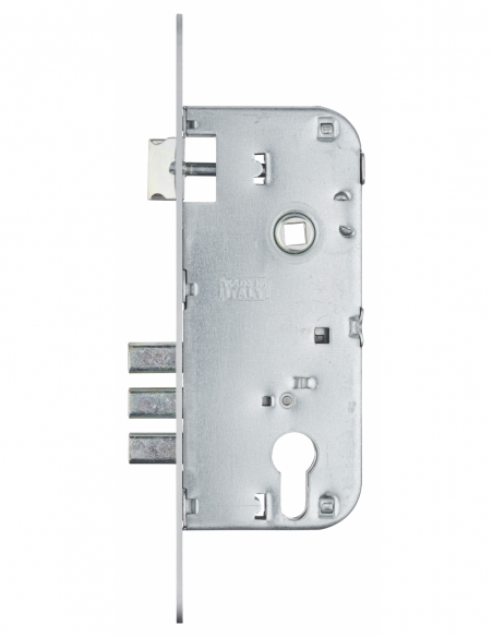 Cassa serratura per cilindro europeo, asse 45 mm, interasse 85 mm, 3 catenacci, frontale cromato – THIRARD