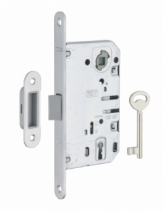 Serratura patent versione BR, asse 50 mm, interasse 90 mm, frontale cromato opaco, 1 chiave – THIRARD