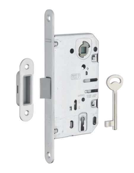 Serratura patent versione BR, asse 50 mm, interasse 90 mm, frontale cromato opaco, 1 chiave – THIRARD