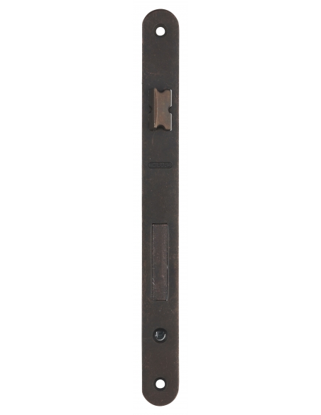 Serratura da incasso a cilindro europeo 90mm x 45mm, doppia mandata, reversibile, piastra tonda, richiamo 1/2 giro, bronzo - ...