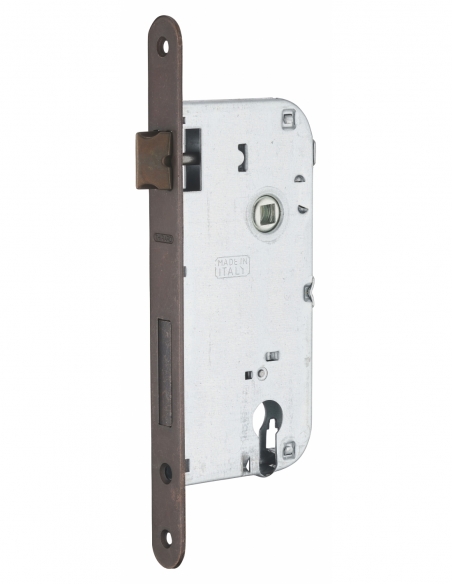 Cassa serratura per cilindro europeo, asse 50 mm, interasse 90 mm, frontale bronzo – THIRARD