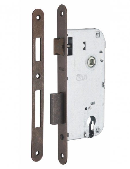 Cassa serratura per cilindro europeo, asse 50 mm, interasse 90 mm, frontale bronzo – THIRARD
