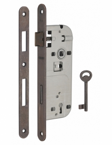Serratura patent versione BR, asse 40 mm, interasse 90 mm, frontale bronzo, 1 chiave – THIRARD