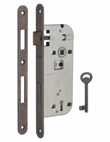 Serratura patent versione BR, asse 45 mm, interasse 90 mm, frontale bronzo, 1 chiave – THIRARD