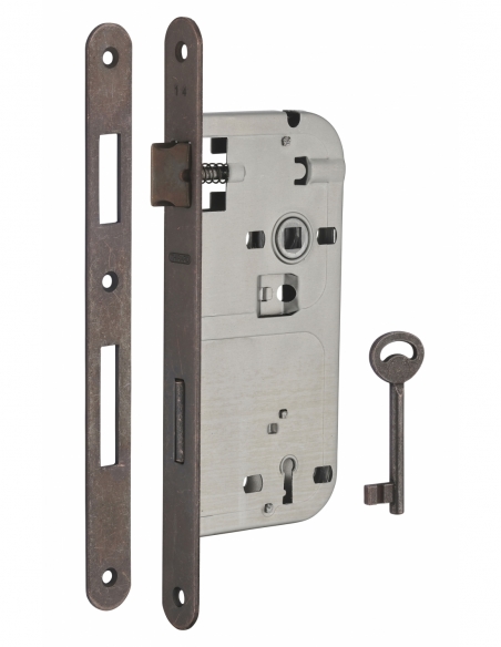 Serratura patent versione BR, asse 50 mm, interasse 90 mm, frontale bronzo, 1 chiave – THIRARD