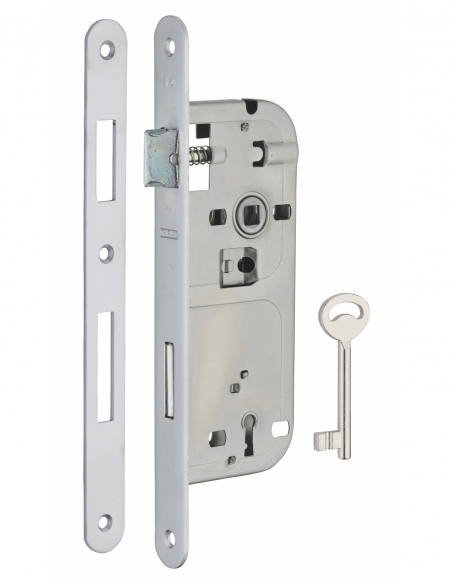Serratura patent versione BR, asse 40 mm, interasse 90 mm, frontale cromato opaco, 1 chiave – THIRARD