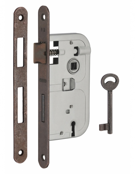 Serratura patent versione BR, asse 40 mm, interasse 70 mm, frontale bronzo, 1 chiave – THIRARD