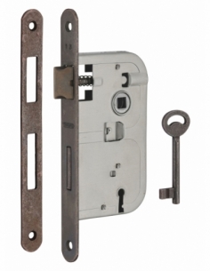 Serratura patent versione BR, asse 45 mm, interasse 70 mm, frontale bronzo, 1 chiave – THIRARD
